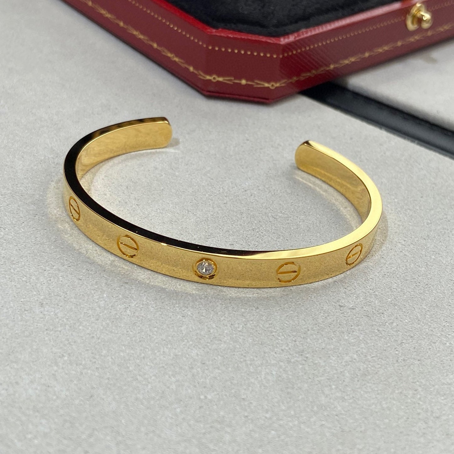 [Revel Jewelry]LOVE BRACELET 6.1MM 1 DIAMOND OPEN CUFF