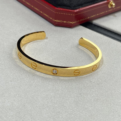 [Revel Jewelry]LOVE BRACELET 6.1MM 1 DIAMOND OPEN CUFF