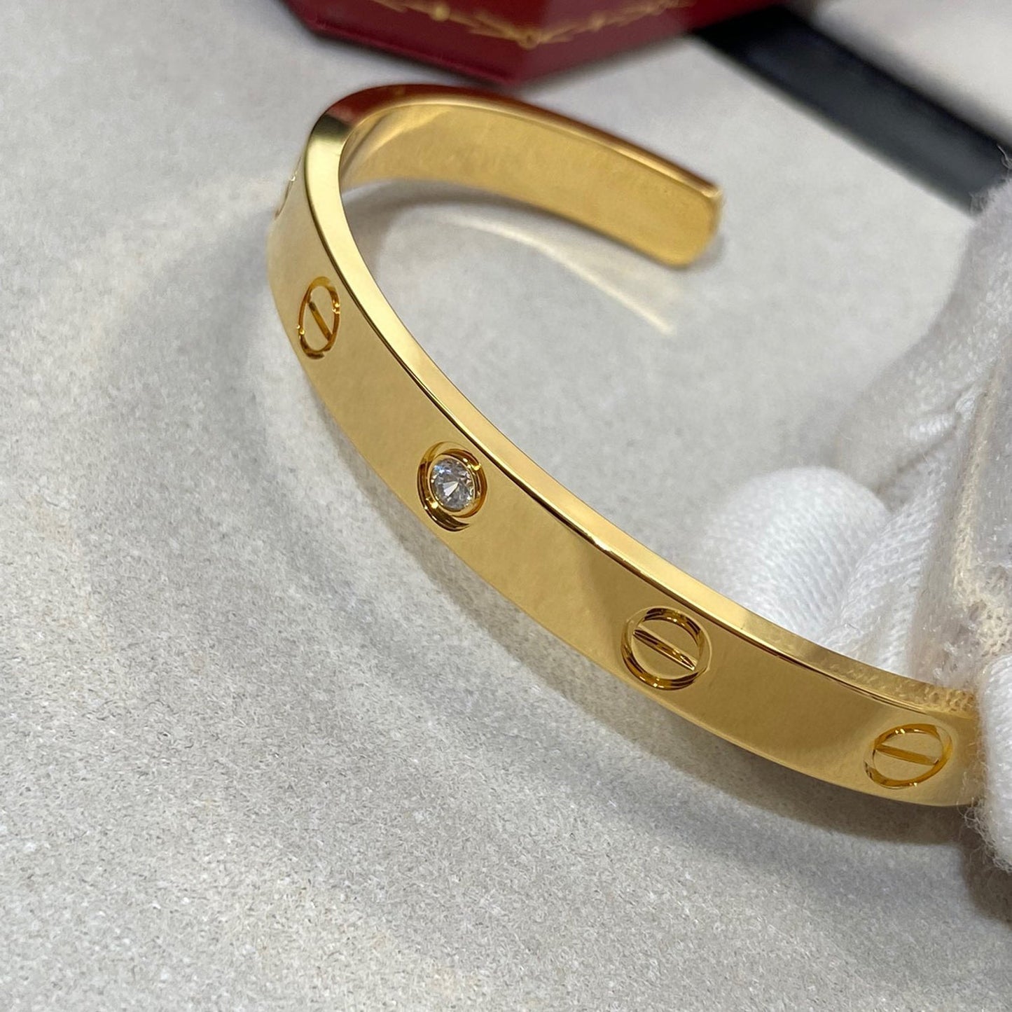 [Revel Jewelry]LOVE BRACELET 6.1MM 1 DIAMOND OPEN CUFF
