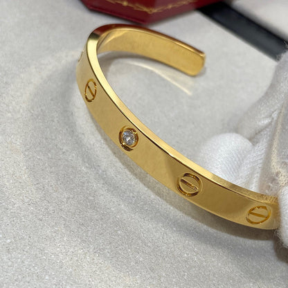 [Revel Jewelry]LOVE BRACELET 6.1MM 1 DIAMOND OPEN CUFF
