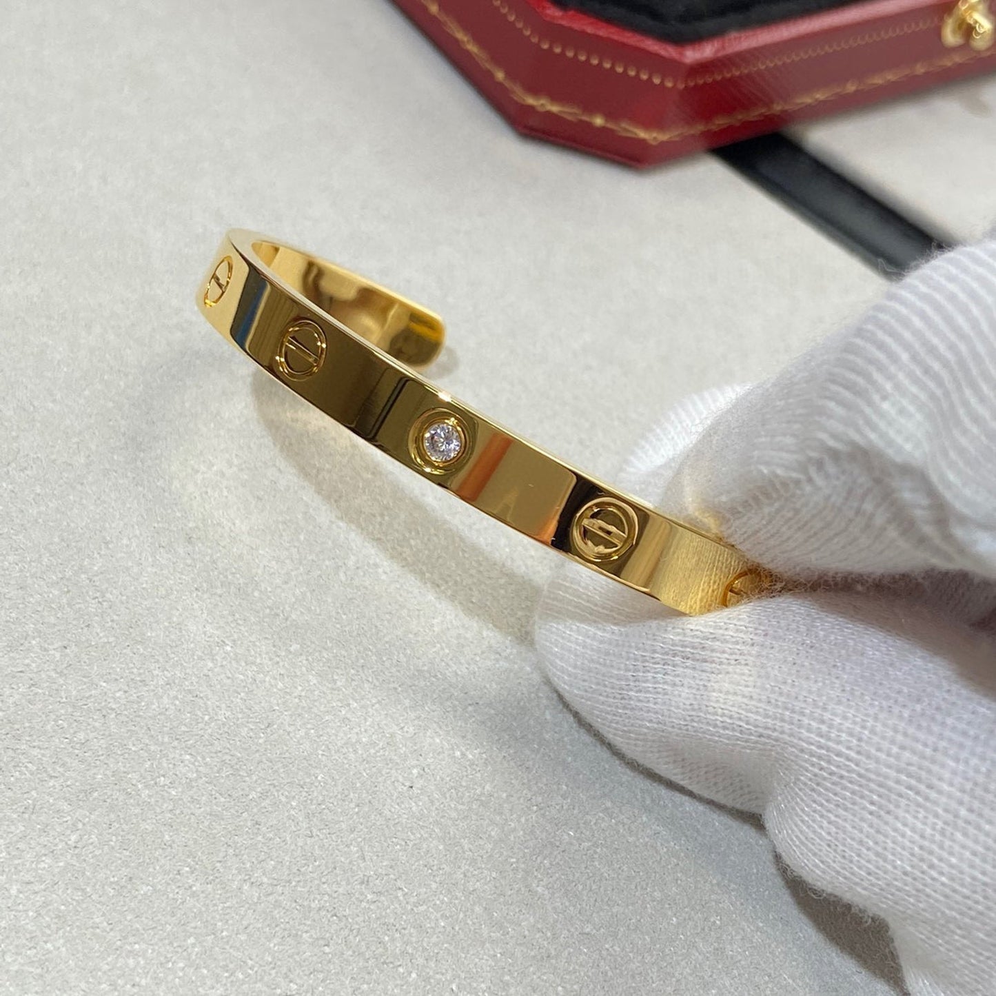 [Revel Jewelry]LOVE BRACELET 6.1MM 1 DIAMOND OPEN CUFF