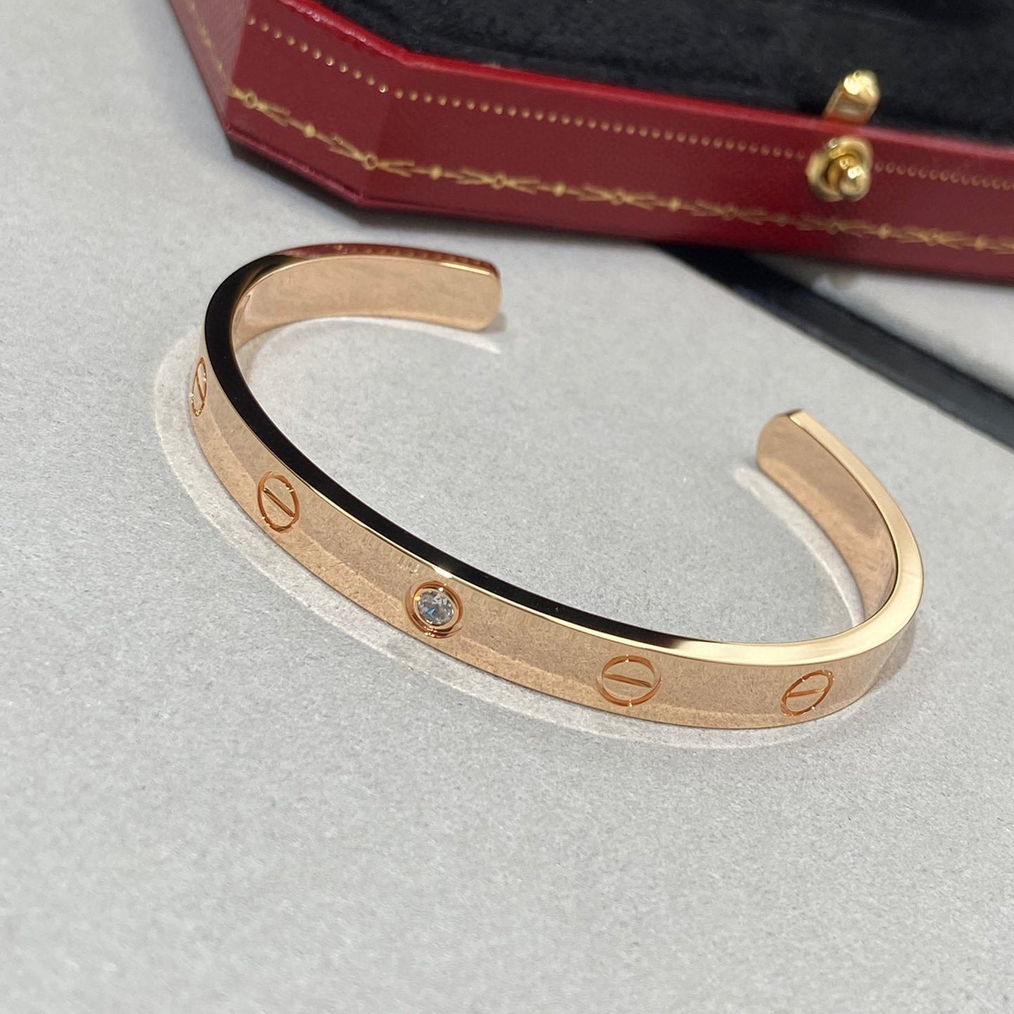 [Revel Jewelry]LOVE BRACELET 6.1MM 1 DIAMOND OPEN CUFF