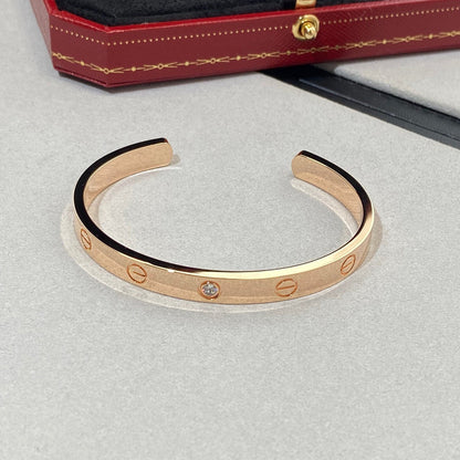 [Revel Jewelry]LOVE BRACELET 6.1MM 1 DIAMOND OPEN CUFF