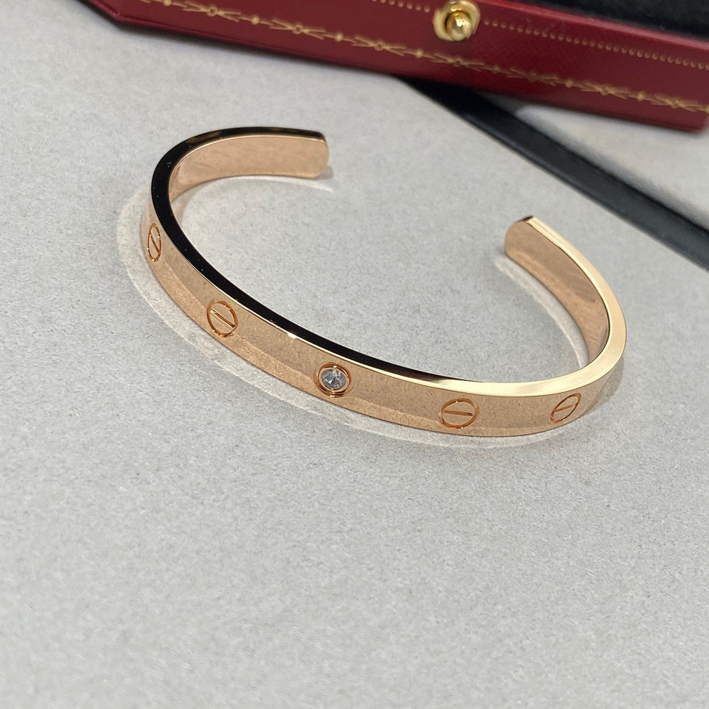 [Revel Jewelry]LOVE BRACELET 6.1MM 1 DIAMOND OPEN CUFF