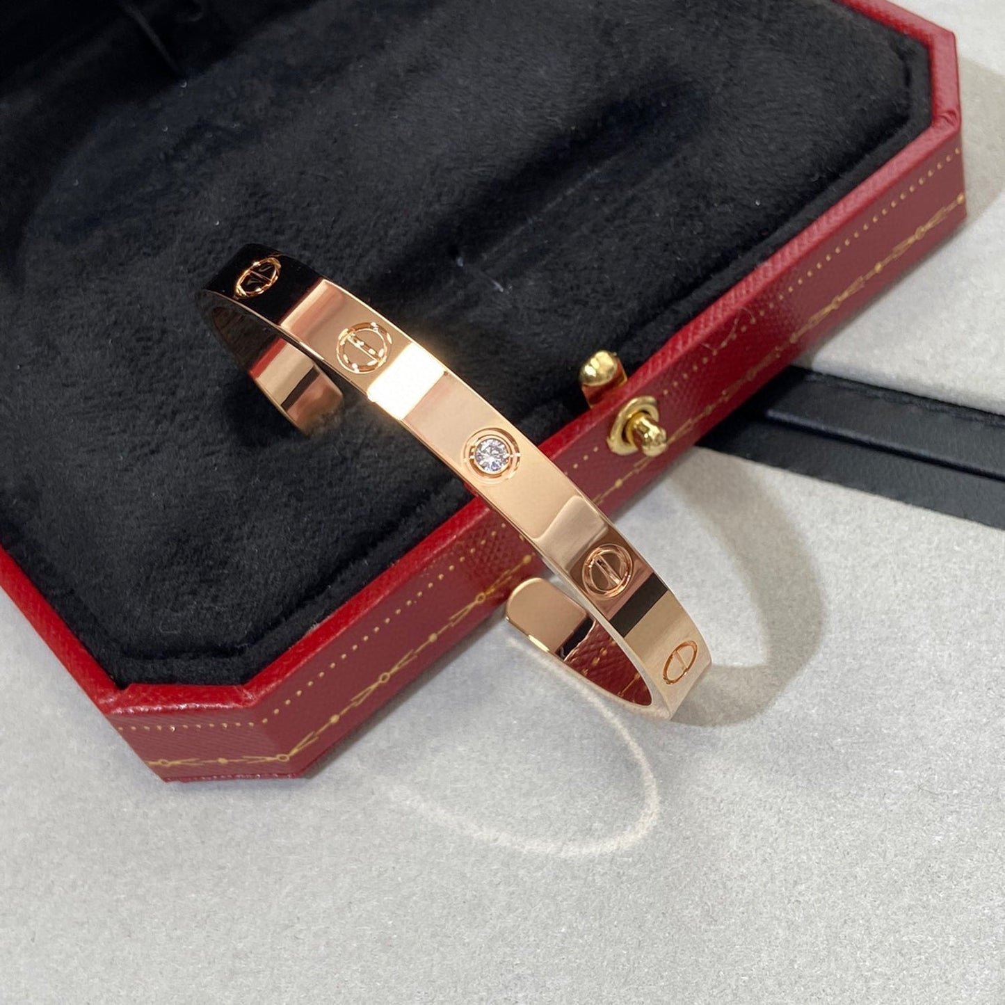 [Revel Jewelry]LOVE BRACELET 6.1MM 1 DIAMOND OPEN CUFF