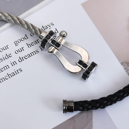 [Revel Jewelry]FORCE LARGE HORSESHOE BLACK DIAMOND BRACELET SILVER