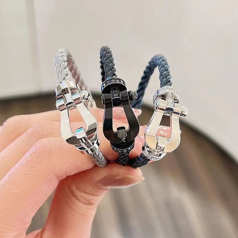 [Revel Jewelry]FORCE LARGE HORSESHOE FULL DIAMOND BRACELET ROSE GOLD