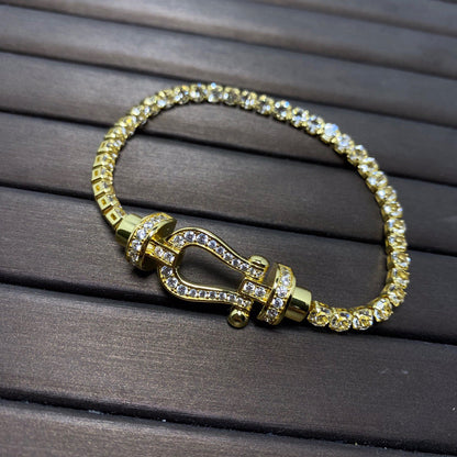 [Revel Jewelry]FORCE  LARGE HORSESHOE FULL DIAMOND TENNIS BRACELET