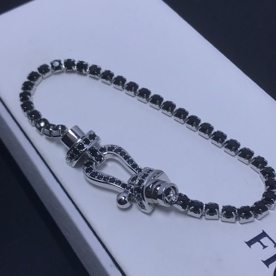 [Revel Jewelry]FORCE  LARGE HORSESHOE FULL DIAMOND TENNIS BRACELET