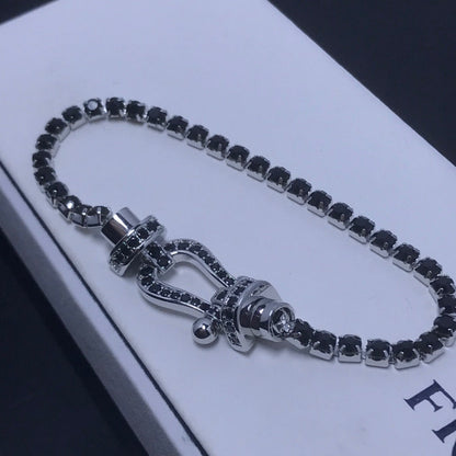 [Revel Jewelry]FORCE  LARGE HORSESHOE FULL DIAMOND TENNIS BRACELET