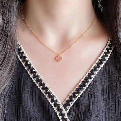 [Revel Jewelry]CLOVER 15MM PINK MOTHER-OF-PEARL SINGLE FLOWER NECKLACE