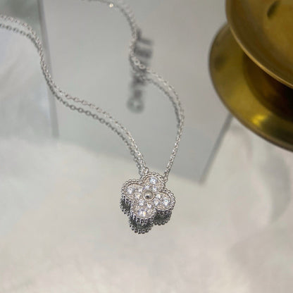 [Revel Jewelry]CLOVER 15MM DIAMOND SINGLE FLOWER NECKLACE