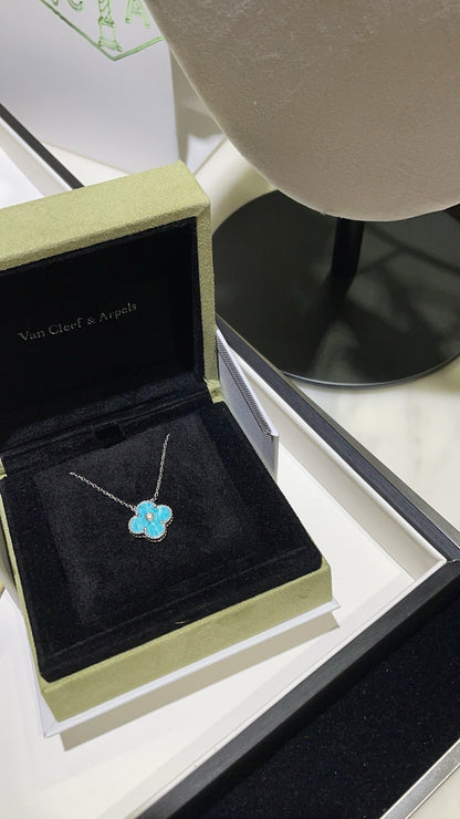 [Revel Jewelry]CLOVER 15MM DIAMOND SVRES PORCELAIN  NECKLACE SILVER