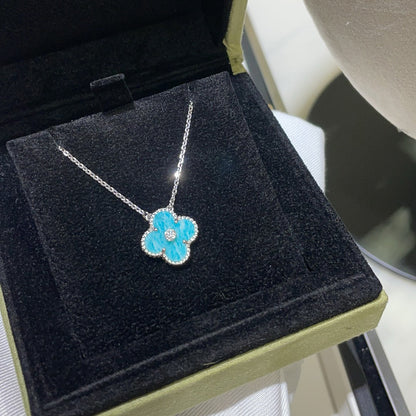 [Revel Jewelry]CLOVER 15MM DIAMOND SVRES PORCELAIN  NECKLACE SILVER