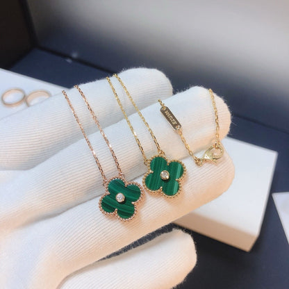 [Revel Jewelry]CLOVER 15MM DIAMOND TURQUOISE NECKLACE