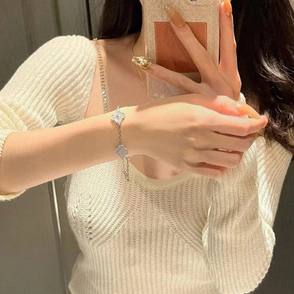 [Revel Jewelry] CLOVER 5 MOTIF PURPLE CHALCEDONY BRACELET COLLECTION