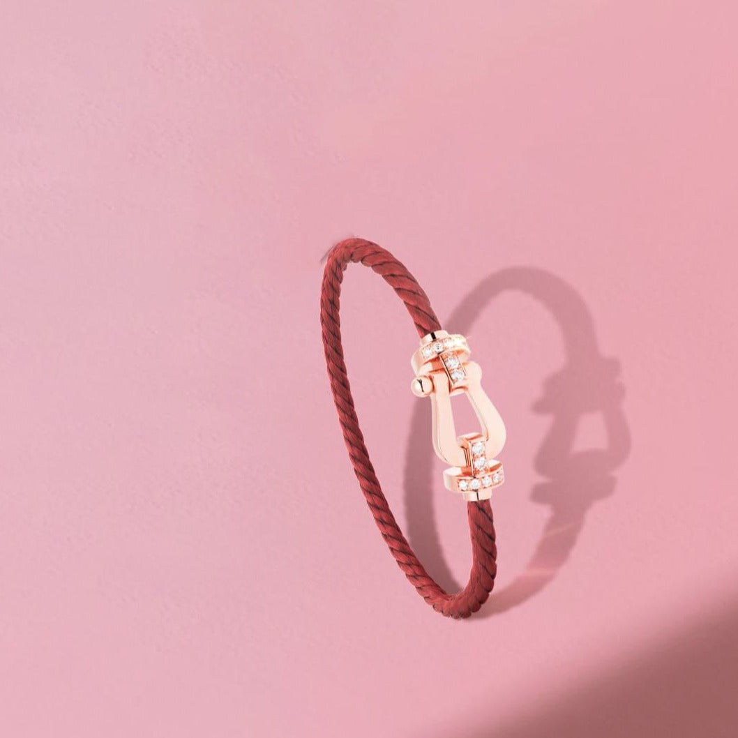 [Revel Jewelry]FORCE 10 HALF DIAMOND PINK GOLD RED CORDERI LARGE AND MEDIUM MODEL