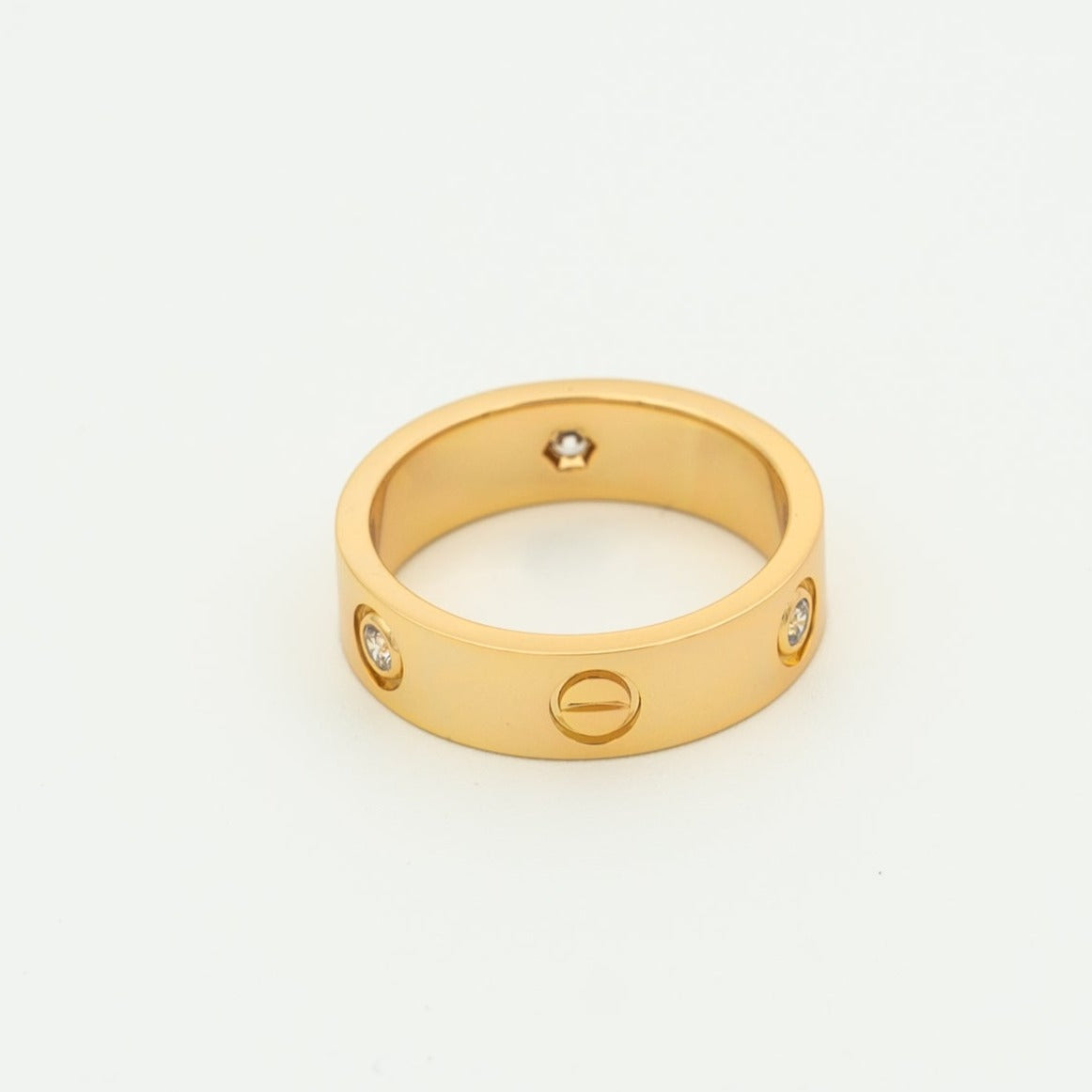 [Revel Jewelry]LOVE RING 5.5MM 3 DIAMONDS PINK GOLD