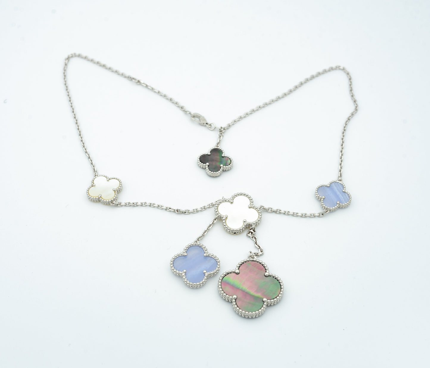 [Revel Jewelry]CLOVER MOP CHALCEDONY NECKLACE SILVER 6 MOTIF