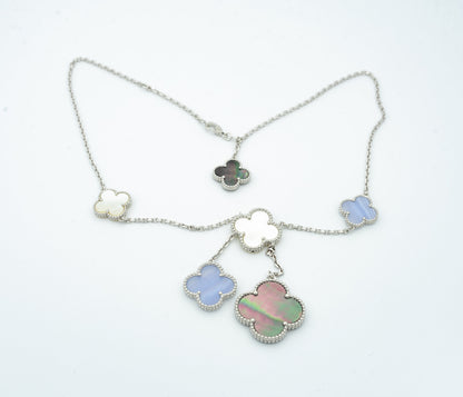 [Revel Jewelry]CLOVER MOP CHALCEDONY NECKLACE SILVER 6 MOTIF