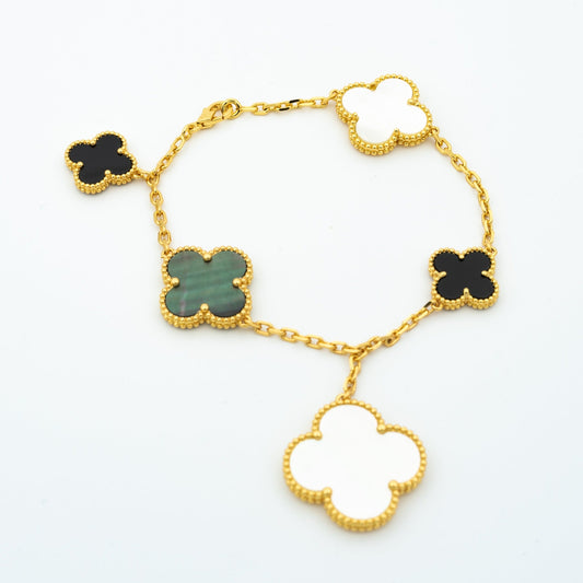 [Revel Jewelry]CLOVER BRACELET 5 MOTIFS ONYX MOP