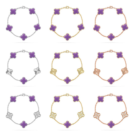 [Revel Jewelry]CLOVER 5 MOTIF LIGHT PURPLE BRACELET COLLECTION