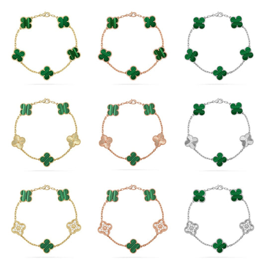 [Revel Jewelry] CLOVER 5 MOTIF MALACHITE BRACELET COLLECTION