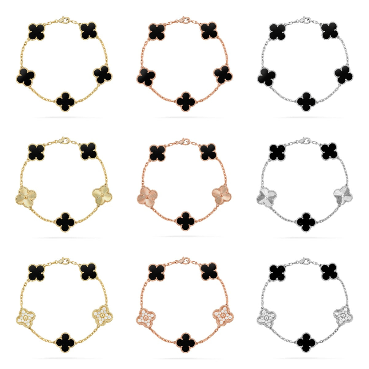 [Revel Jewelry] CLOVER 5 MOTIF ONYXS BRACELET COLLECTION