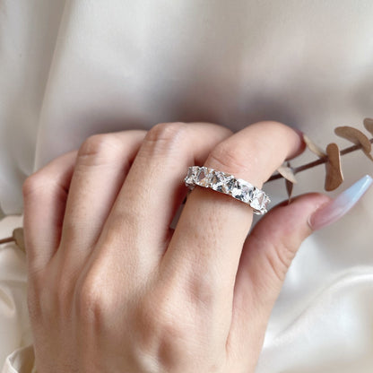 [Revel Jewelry]Elegant Princess Cut Tennis Ring