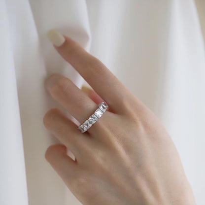 [Revel Jewelry]Elegant Princess Cut Tennis Ring