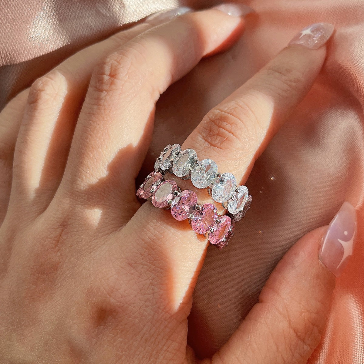[Revel Jewelry]Dainty Elongated Cushion Cut Tennis Ring
