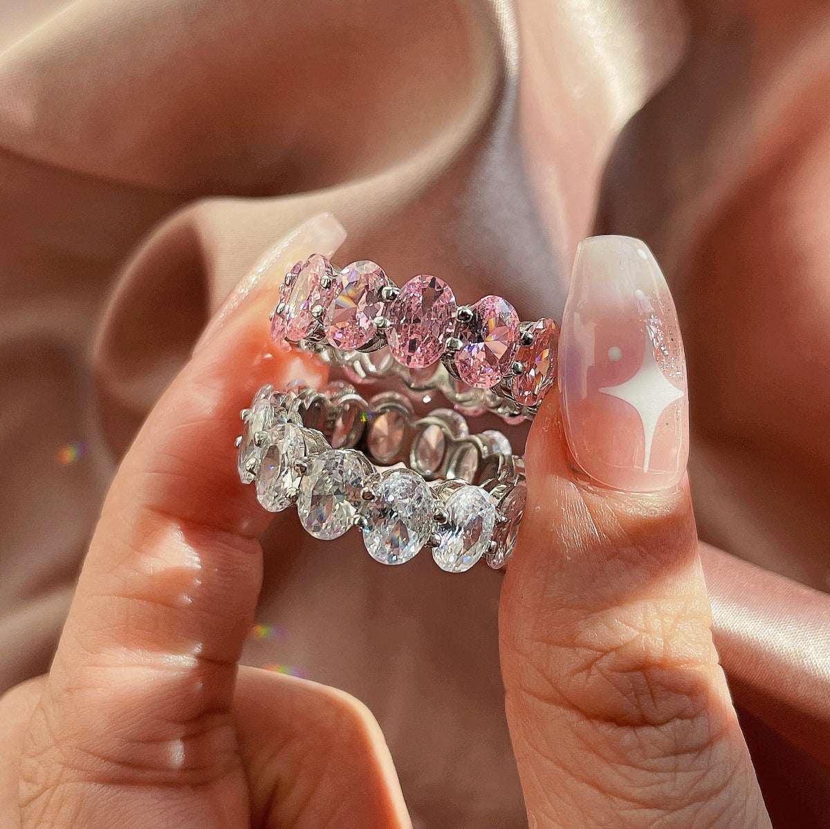 [Revel Jewelry]Dainty Elongated Cushion Cut Tennis Ring
