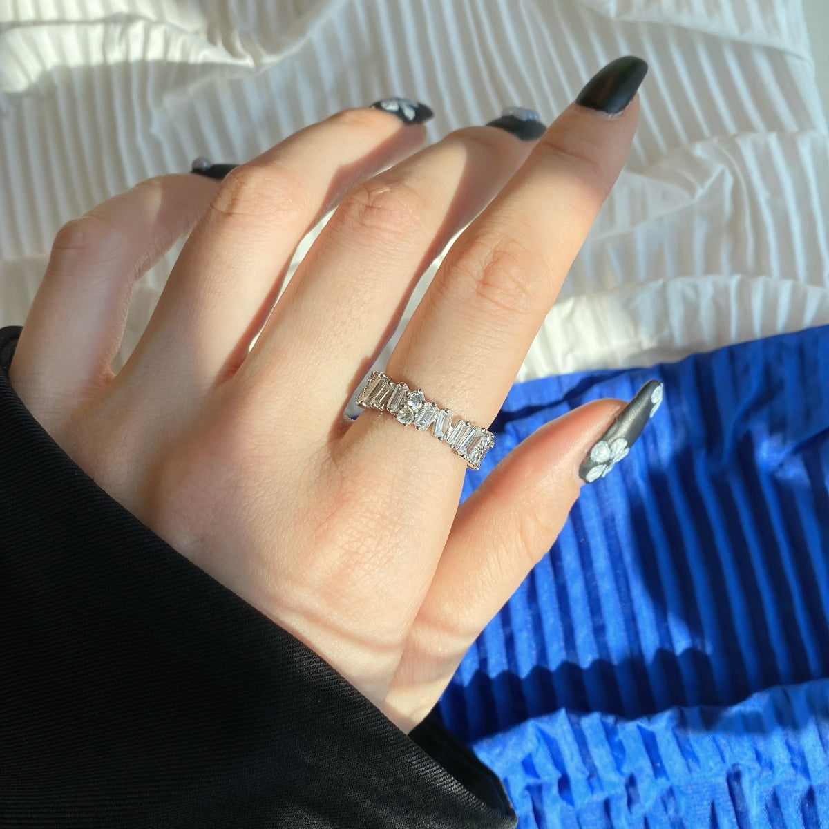 [Revel Jewelry]Delicate Multi Shape Tennis Ring