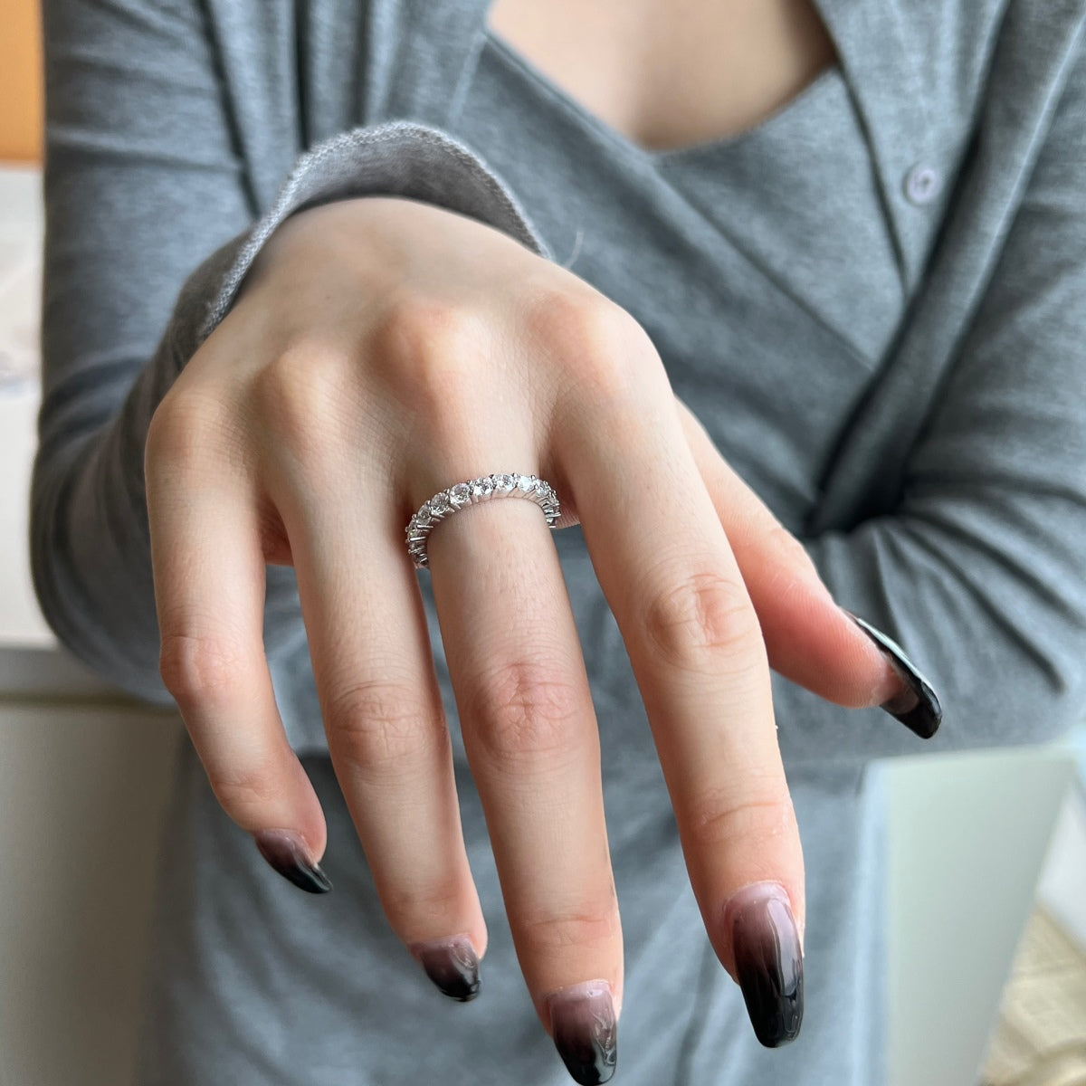 [Revel Jewelry]Sparkling Round Cut Tennis Ring