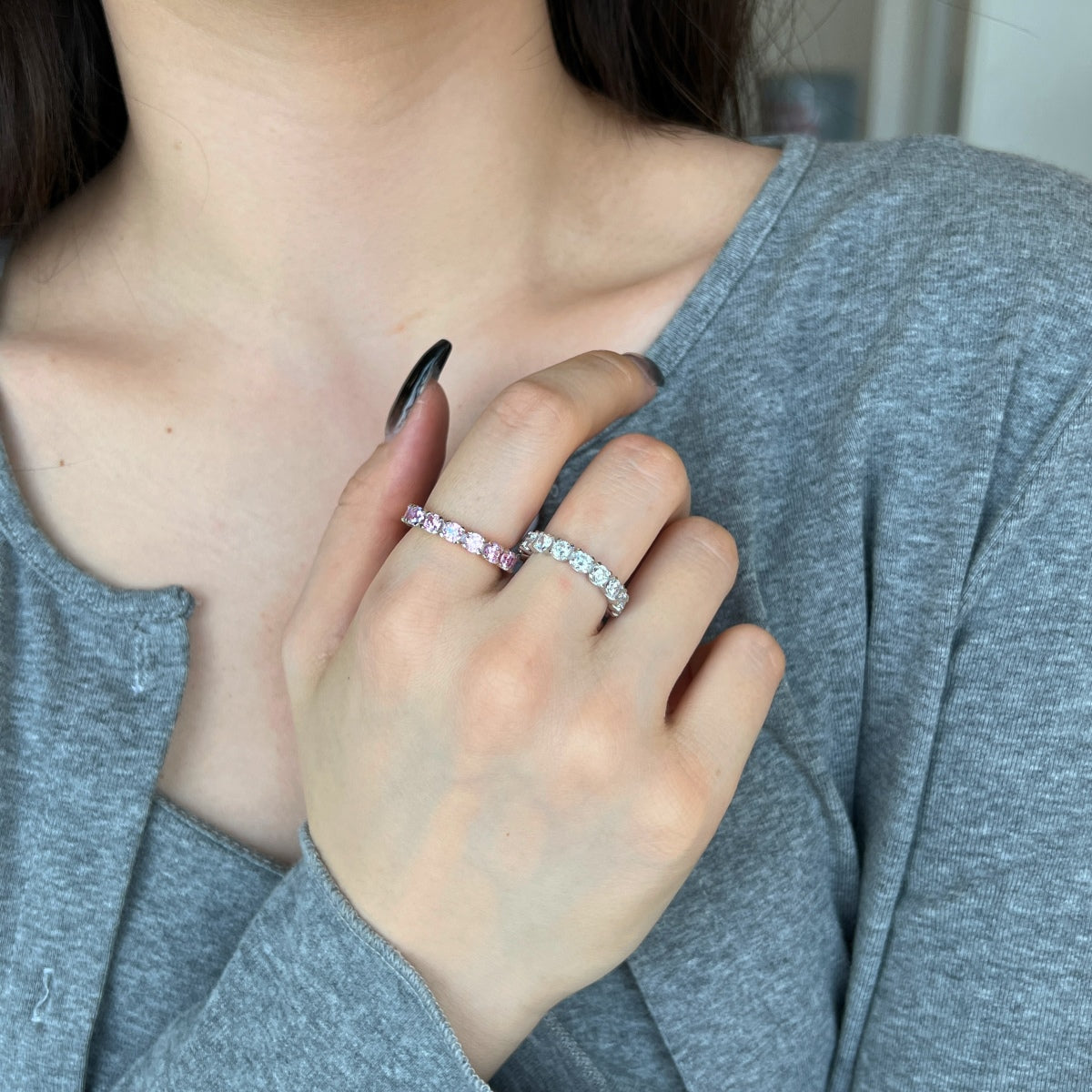 [Revel Jewelry]Eternity Round Cut Tennis Ring