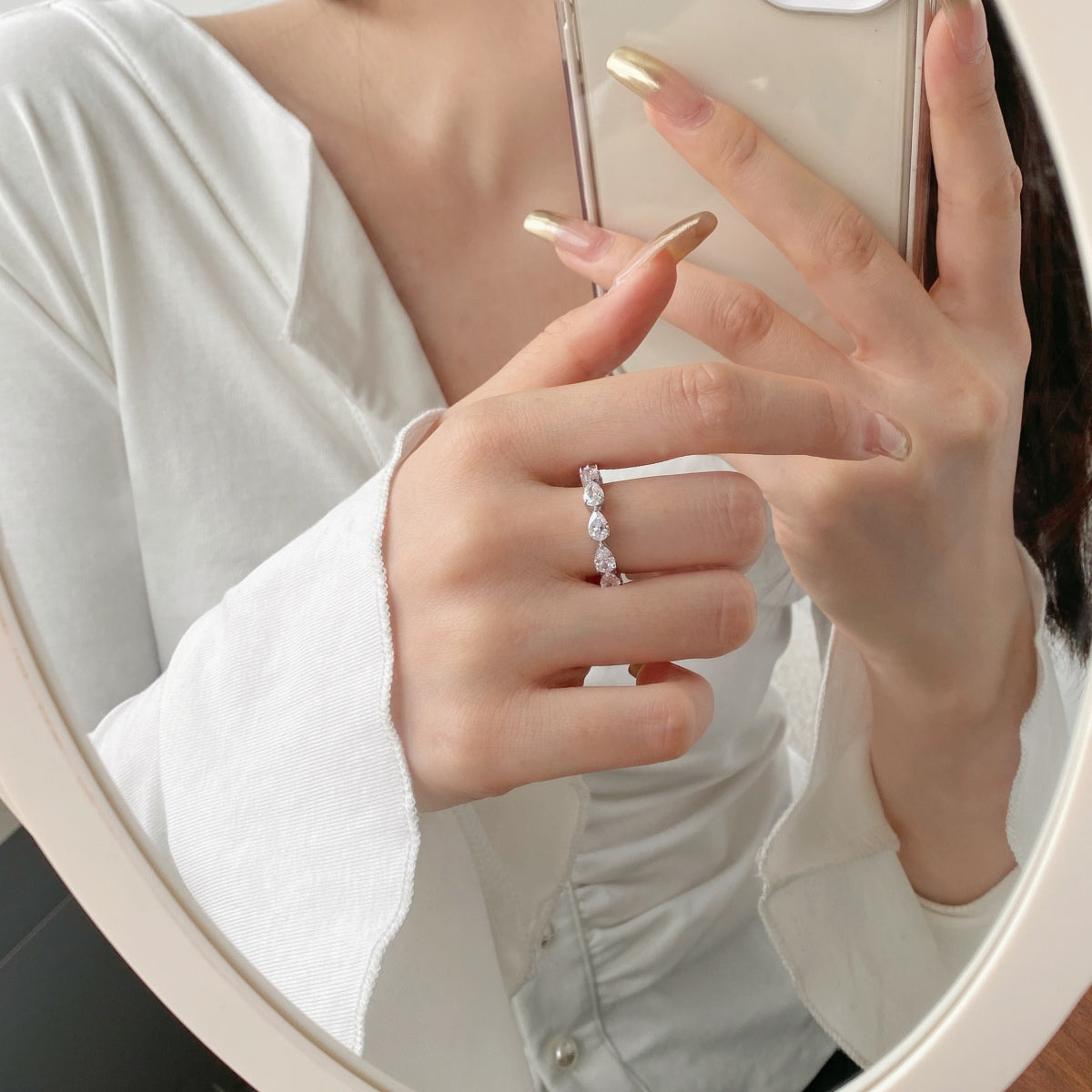 [Revel Jewelry]Exquisite Pear Cut Tennis Ring