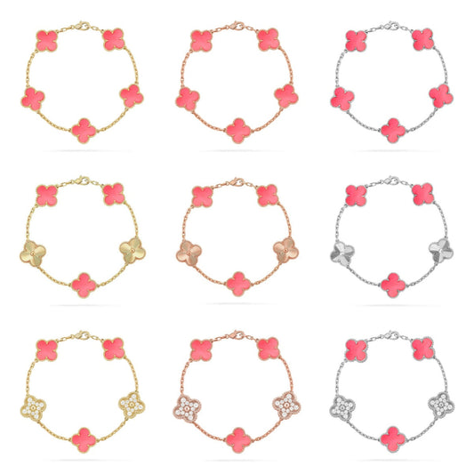 [Revel Jewelry] CLOVER 5 MOTIFS  PINK MOP BRACELET COLLECTION