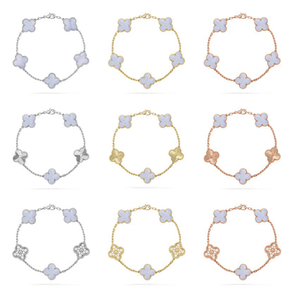 [Revel Jewelry] CLOVER 5 MOTIF PURPLE CHALCEDONY BRACELET COLLECTION