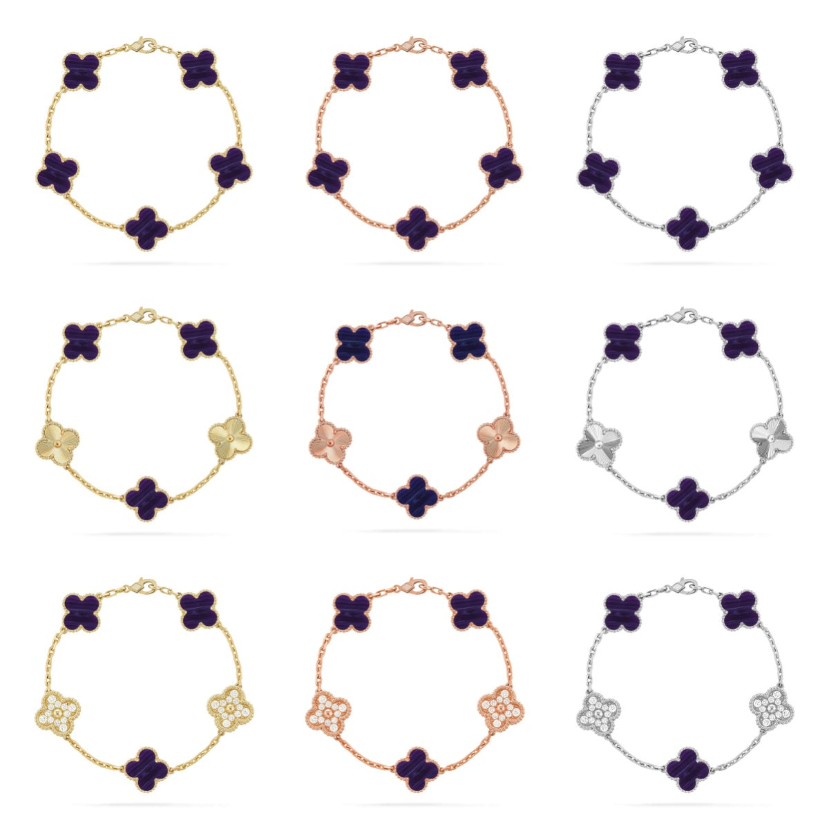 [Revel Jewelry]CLOVER 5 MOTIF PURPLE STRIPES BRACELET COLLECTION