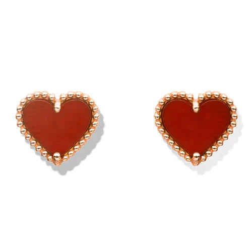 [Revel Jewelry]HEART CARNELIAN STUD EARRINGS