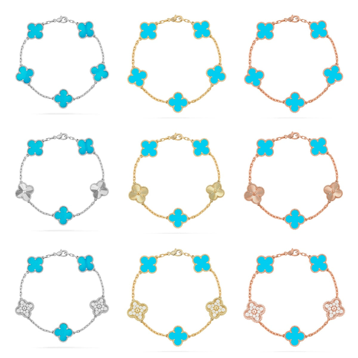 [Revel Jewelry] CLOVER 5 MOTIF TURQUOISE BRACELET COLLECTION