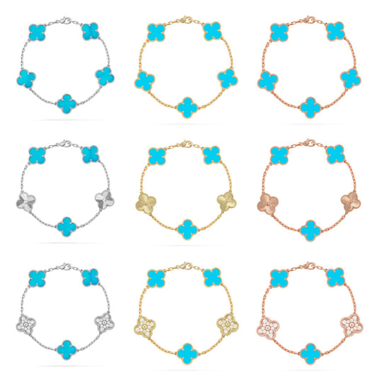 [Revel Jewelry] CLOVER 5 MOTIF TURQUOISE BRACELET COLLECTION