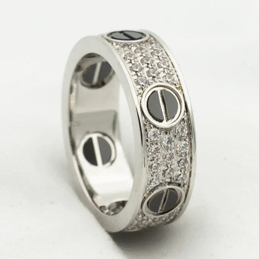 [Revel Jewelry]LOVE RING 5.5MM DIAMONDS PAVED CERAMIC