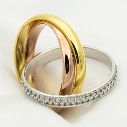 [Revel Jewelry]TRINITY RING GOLD PINK GOLD SILVER DIAMONDS