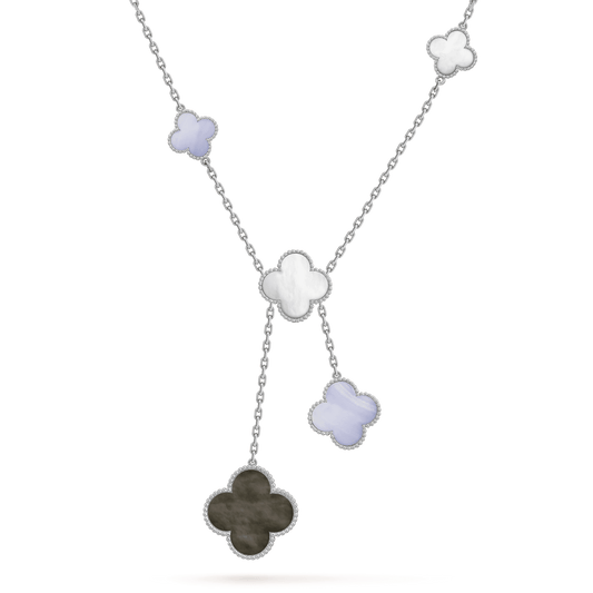 [Revel Jewelry]CLOVER MOP CHALCEDONY NECKLACE SILVER 6 MOTIF