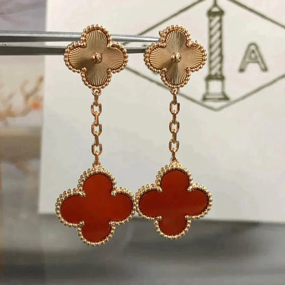 [Revel Jewelry]CLOVER 2 MOTIF  LASER CARNELIAN EARRINGS