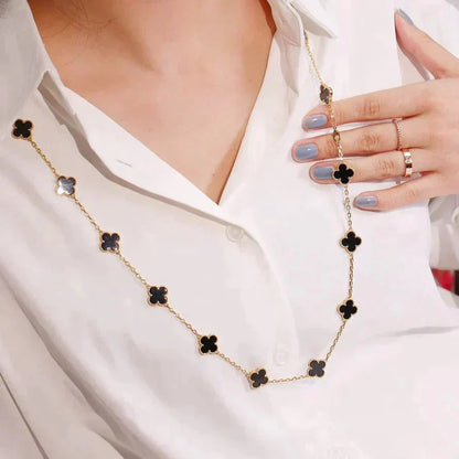 [Revel Jewelry]CLOVER 20 MOTIFS ONYX NECKLACE