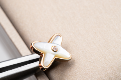 [Revel Jewelry]JEUX DE WHITE MOP PINK GOLD DIAMOND EARRINGS