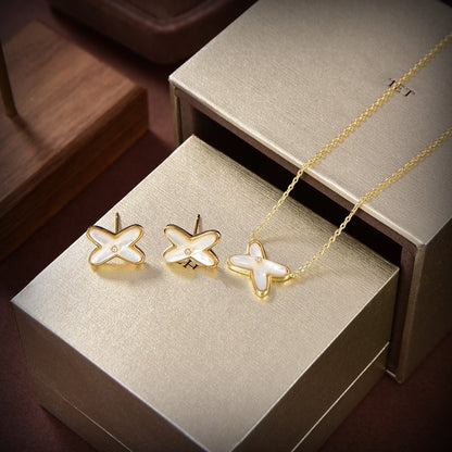 [Revel Jewelry]JEUX DE WHITE MOP GOLD DIAMOND EARRINGS
