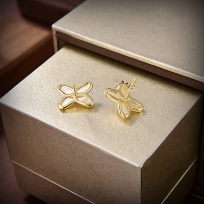 [Revel Jewelry]JEUX DE WHITE MOP GOLD DIAMOND EARRINGS